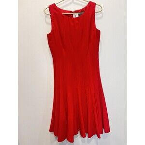 Ellen Tracy Dress 6 NWT Red Cherry Sleeveless Lined Sheath Pleated Lined
